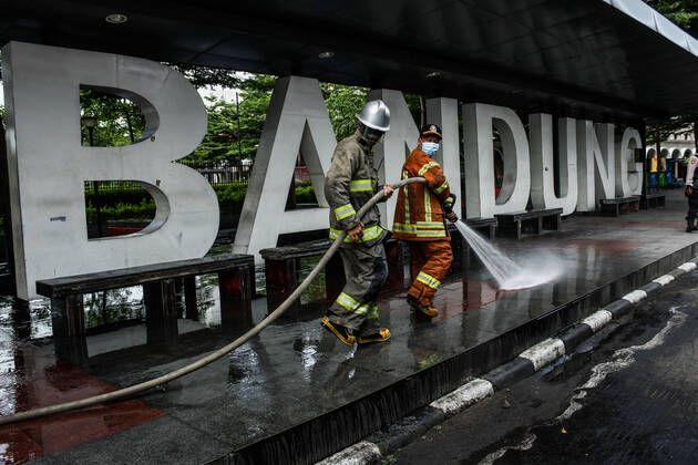 Coronavirus in Indonesien, Desinfektionsarbeiten in Bandung