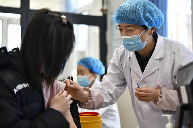 Coronavirus in China, Corona-Impfungen im kommunalen Gesundheitszentrum im Bezirk Jizhou in Tianjin