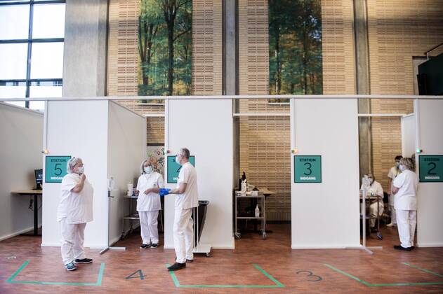 Coronavirus in Dänemark, Impfungen im Vaccinationscenter in Svendborg
