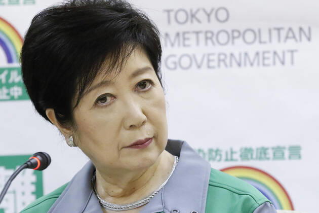 Coronavirus in Japan, Gouverneurin Yuriko Koike Pressekonferenz in Tokio
