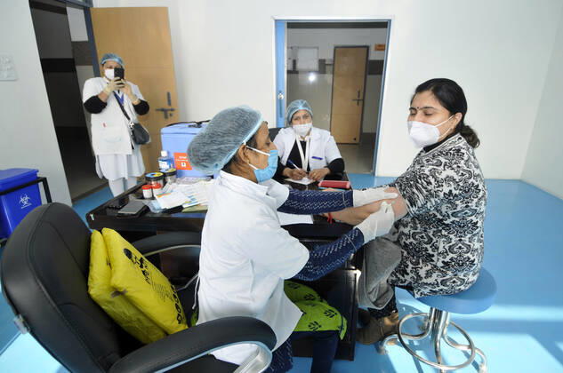 Coronavirus in Indien, Impf-Übung im Bhangel CHC-Krankenhaus in Noida