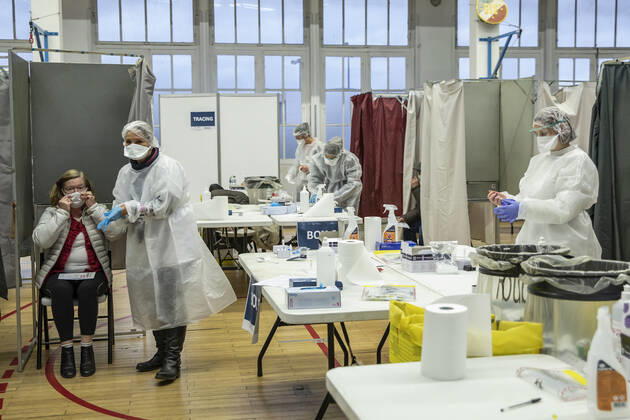 Coronavirus in Frankreich, Testzentrum in Roubaix