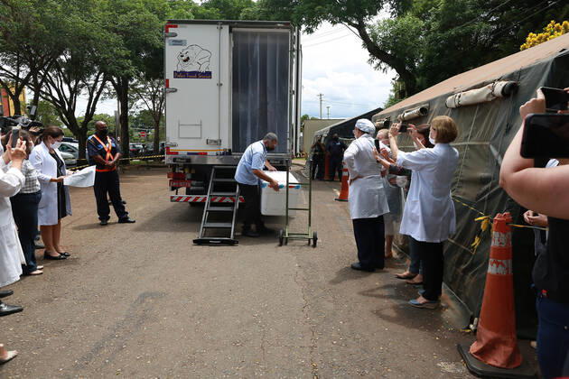 Coronavirus in Brasilien, Ankunft von Impfdosen im Gemeindegesundheitszentrum von Campinas