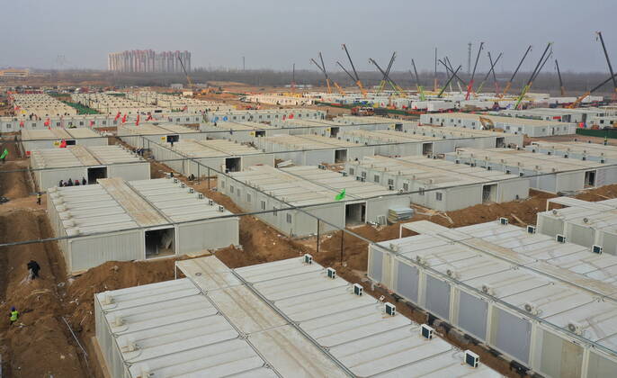 Coronavirus in China, Baustelle Huangzhuang Apartment Quarantänezentrum in Shijiazhuang