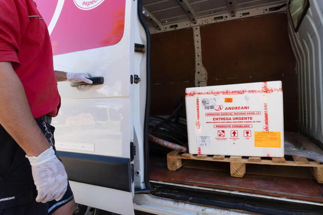 Coronavirus in Argentinien, Ankunft erster Impfdosen in Santa Fe am Hospital Gral San Martin