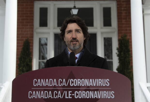 Coronavirus in Kanada, Premierminister Justin Trudeau Pressekonferenz in Ottawa
