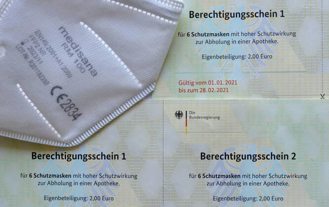Coronavirus in Deutschland, Berechtigungsschein für die Abholung von FFP2-Masken
