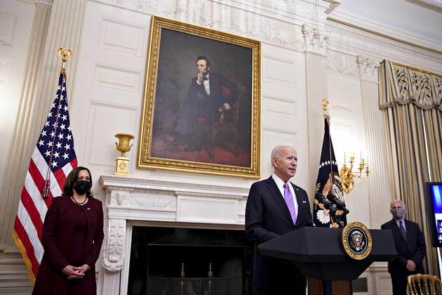 Coronavirus in den USA, Joe Biden Pressekonferenz in Washington