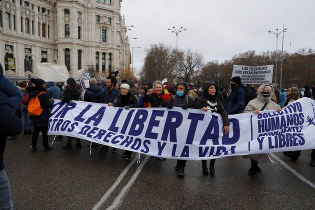 Coronavirus in Spanien, Demo von Corona-Leugnern in Madrid