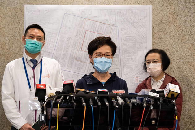 Coronavirus in Hongkong, Carrie Lam gibt Pressekonferenz zum ersten Lockdown in Stadtteil Jordan