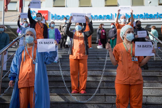 Coronavirus in Spanien, Proteste von medizinischem Personal in Madrid