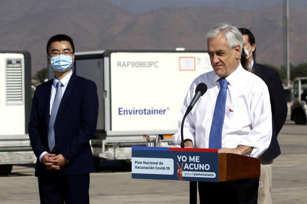 Coronavirus in Chile, Sebastian Pinera nimmt 2 Millionen Impfdosen in Empfang