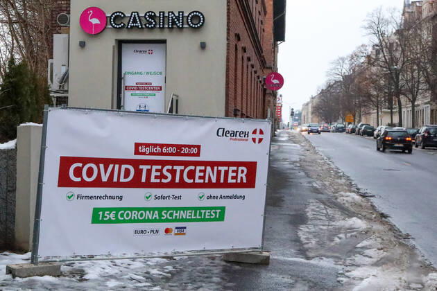 Coronavirus in Sachsen, Corona-Testcenter im Spielcasino an der Bahnhofstraße in Görlitz