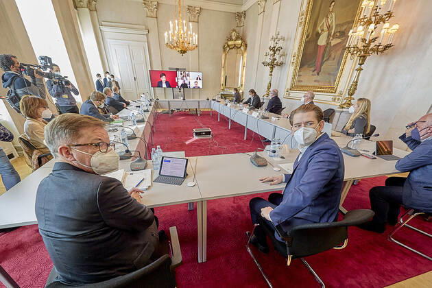 Coronavirus in Österreich, Videokonferenz der Bundesregierung