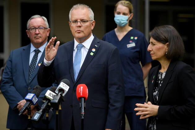 Coronavirus in Australien, Scott Morrison Pressekonferenz in Sydney