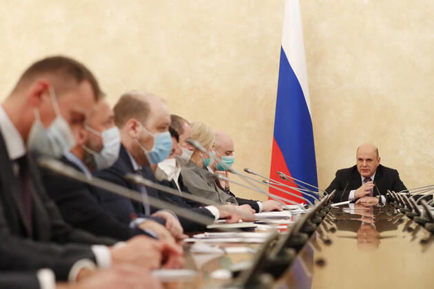 Coronavirus in Russland, Michail Mischustin leitet Sitzung zur Verteilung von Impfstoff in Moskau