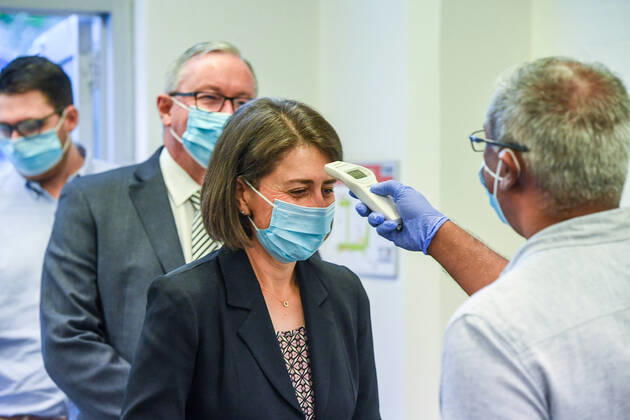 Coronavirus in Australien, Gladys Berejklian besucht Start des Impfprogramms in Sydney