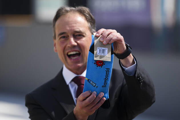 Coronavirus in Australien, Gesundheitsminister Greg Hunt besucht Start der Impfkampagne in Canberra