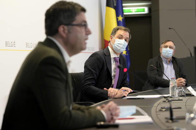 Coronavirus in Belgien, Pressekonferenz mit Premierminister Alexander de Croo in Brüssel
