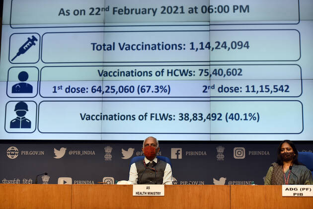 Coronavirus in Indien, Pressekonferenz zum Stand der Impfungen