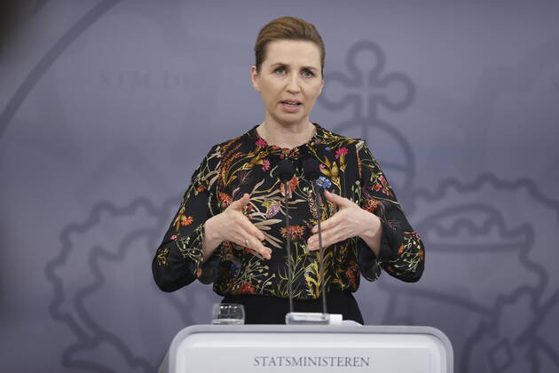 Coronavirus in Dänemark, Pressekonferenz mit Mette Frederiksen in Kopenhagen