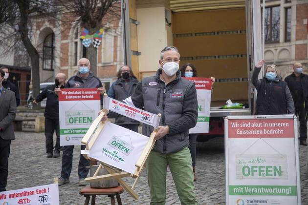 Coronavirus in Sachsen, Proteste des Einzelhandels in Stollberg