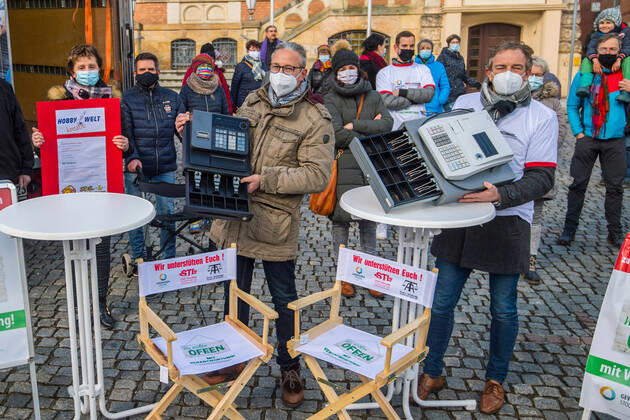 Coronavirus in Sachsen, Proteste des Einzelhandels in Stollberg