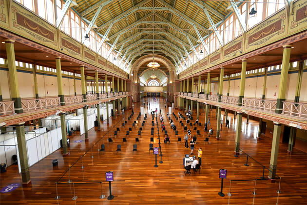 Coronavirus in Australien, Impfungen im Royal Exhibition Building in Melbourne