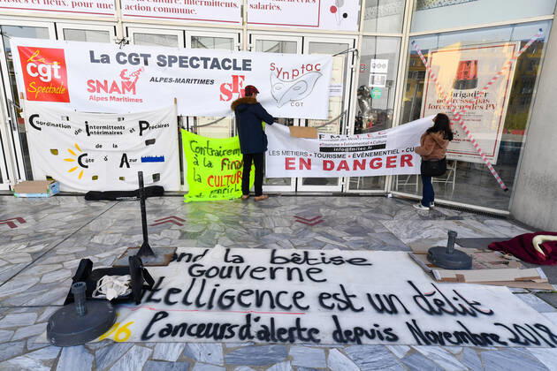 Coronavirus in Frankreich, Kulturbranche demonstriert in Nizza