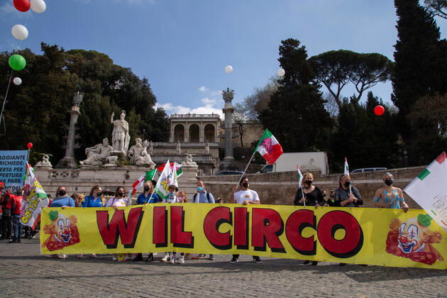 Coronavirus in Italien, Schausteller und Zirkusleute protestieren in Rom