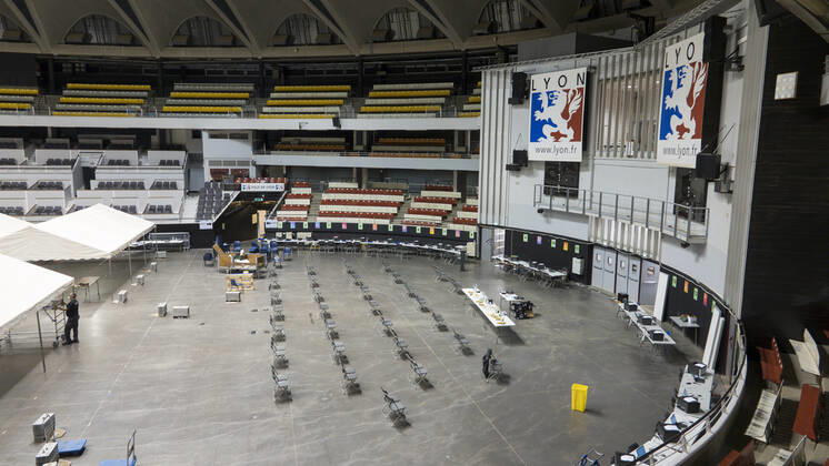 Coronavirus in Frankreich, neues Impfzentrum im Palais des Sports in Lyon