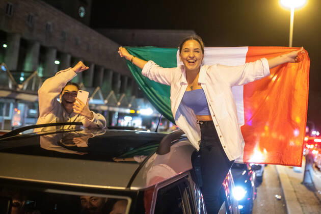 EURO 2021, Final, Italy - Fans celebrate in Stuttgart