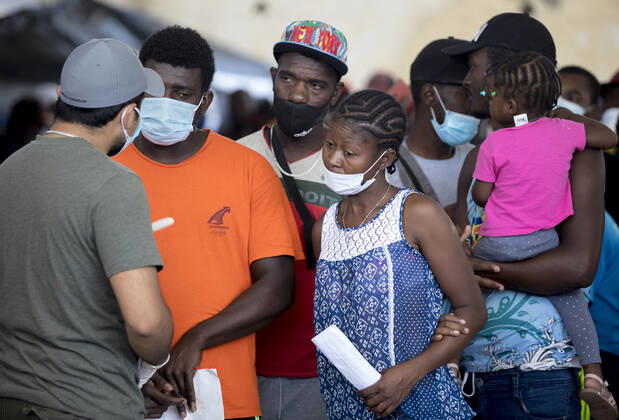 Mexico, refugees from Haiti at the border to the USA in Ciudad Acuna