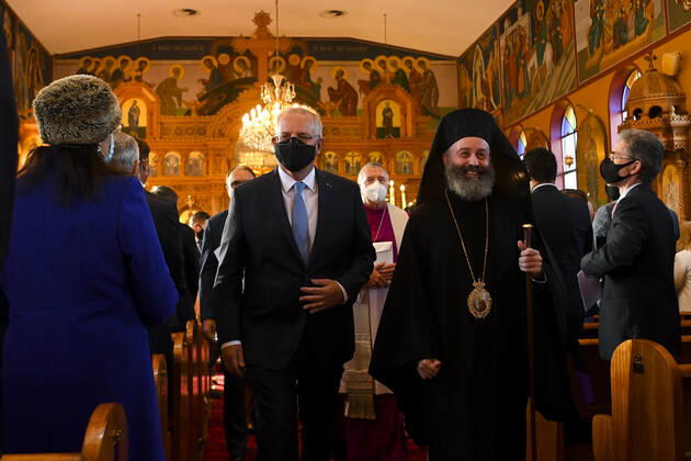 Canberra, Premierminister Morrison besucht Gottesdienst zu Beginn des Parlamentsjahrs 2022
