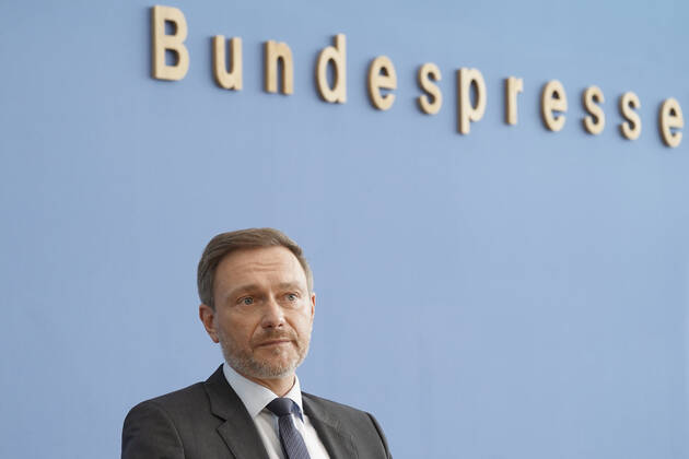 Berlin, Bundespressekonferenz: Christian Lindner zum Finanzplan 2022-2026