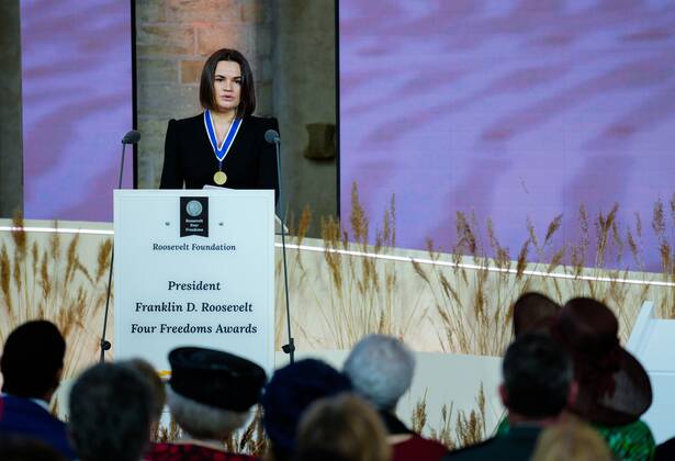 Middelburg, Swetlana Tichanowskaja erhält Four Freedoms Award