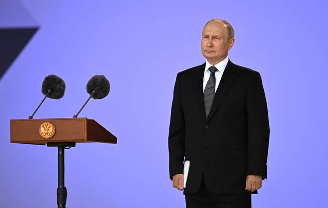 Russland, Wladimir Putin auf dem Army 2022 International Military and Technical Forum in Moskau