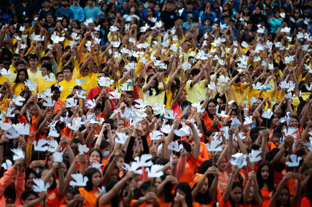 Colombia, Peace Concert played by symphonic orchestra and Childrens Choir in Bogota