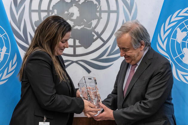 New York, UN-Generalsekretär Guterres erhält den PALCUS Humanitarian Leadership Award