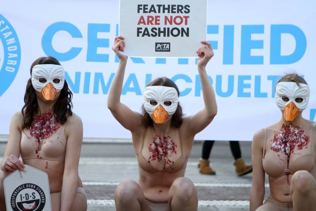 Berlin Fashion Week, PETA protest in front of the Bolle Festival Halls