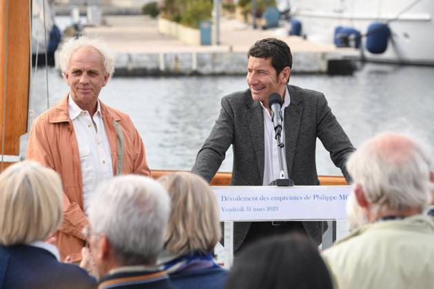 Cannes, Philippe Monnet and Davis Lisnard on the Walk of fame maritime