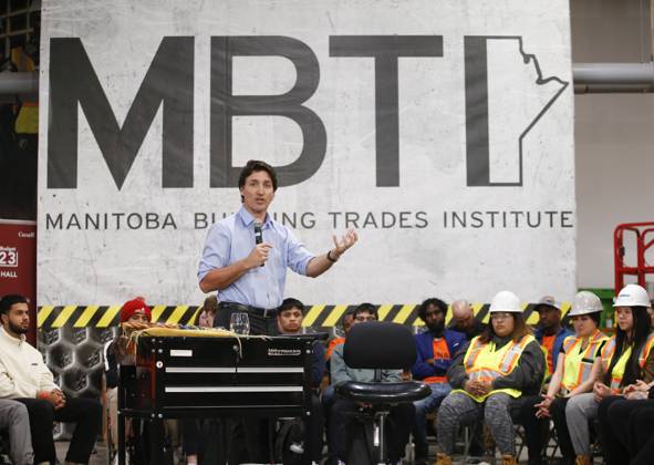 Canada, Prime Minister Justin Trudeau speaks at Winnipeg town hall meeting