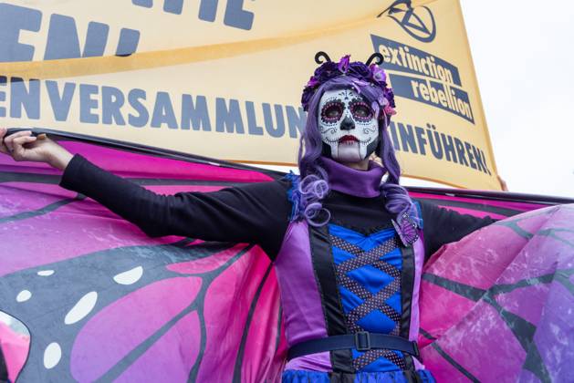 Berlin, Extinction Rebellion Demonstration against the extinction of species in front of the headquarters of Bayer AG