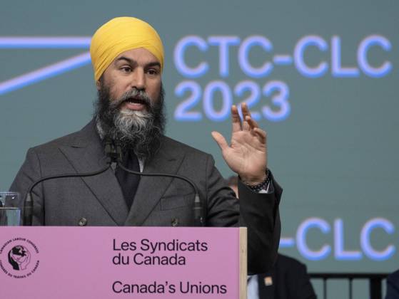 Canada, Jagmeet Singh speaks at the opening of the Canadian Labour Congress in Montreal