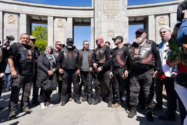 Victory Day in Germany, Night Wolves at the Memorial in Berlin-Tiergarten
