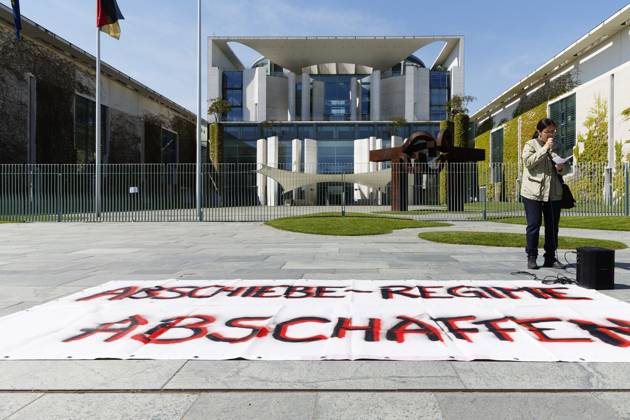 Berlin, protest against refugee policy in front of the Chancellery