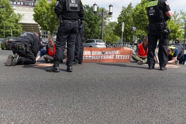 Berlin, street blockade by the climate activists of Last Generation