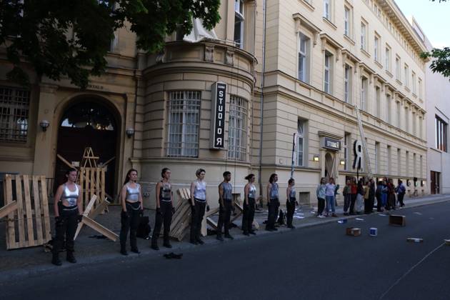 Eviction - Public Action by Omer Krieger Photo rehearsal at Maxim Gorki Theater Berlin