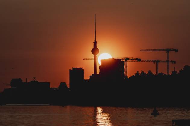 Berlin, sunset over the television tower