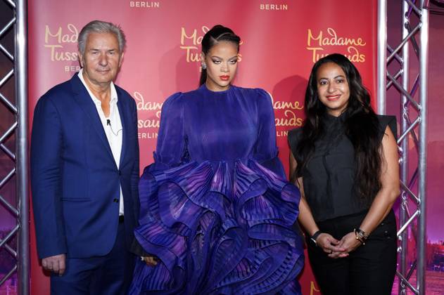 Nadja Troublefield and Klaus Wowereit, unveiling of the new Rihanna wax figure at Madame Tussauds in Berlin
